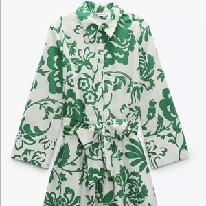 Zara Green and White Shirt Dress XXL NWT